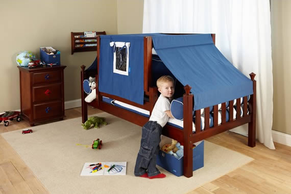 dark brown wood toddler bed with tent by maxtrix